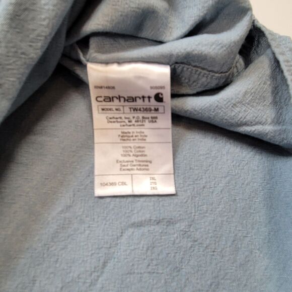 Carhartt Loose Fit Midweight Chambray Short Sleeve Shirt Button Up Size 2XL XXL - Picture 6 of 10
